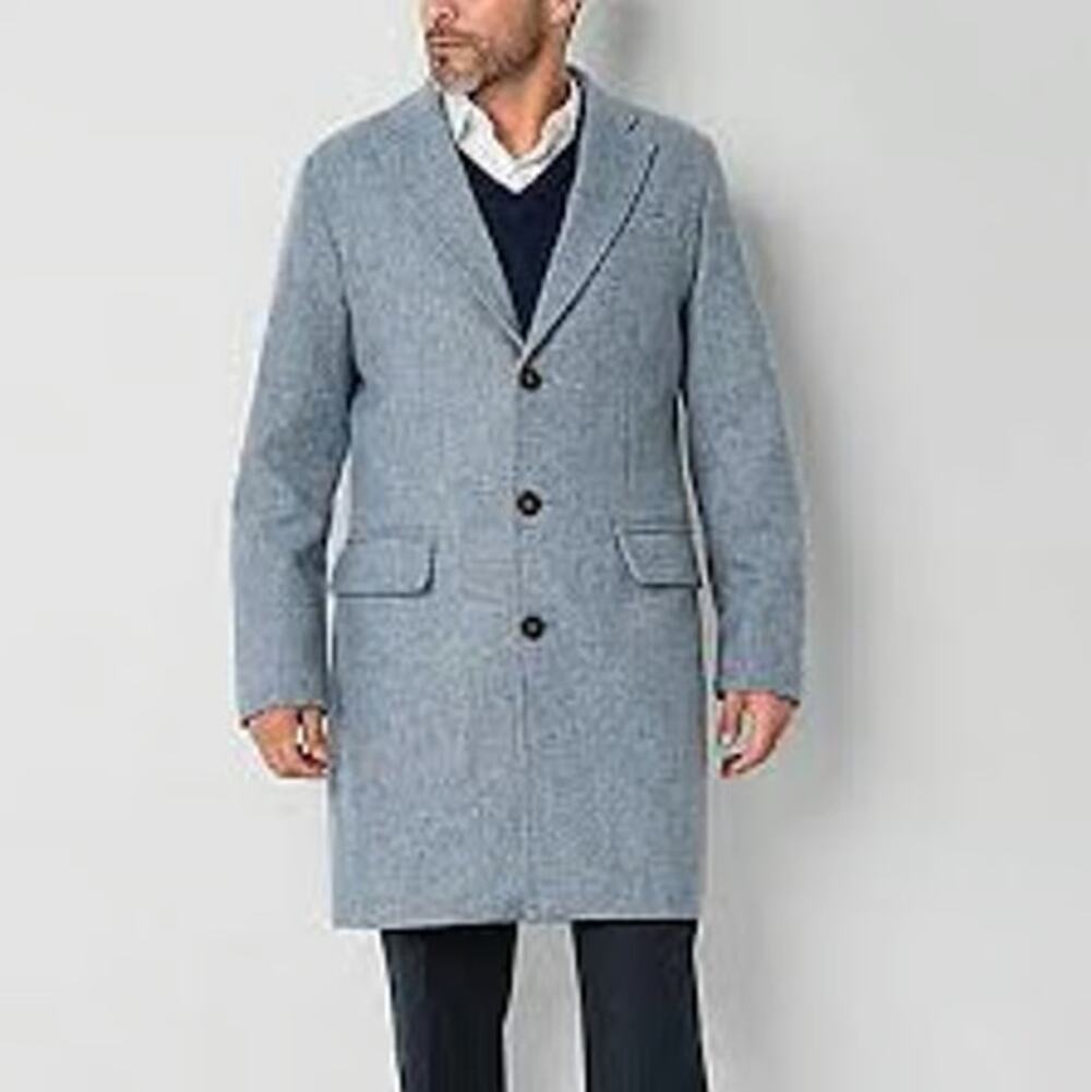 Stafford Mens Water Resistant Midweight Topcoat Coat Light Gray Size Small